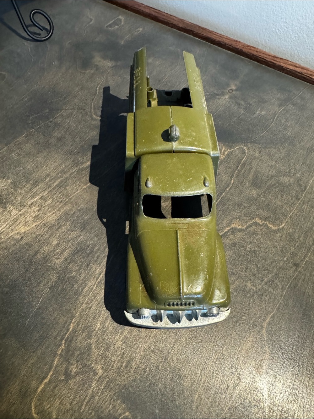 Vintage Green Metal Hubley Bell Telephone KiddieToy Utility Truck